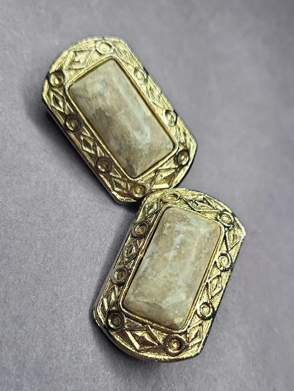 Gold-Tone Stone Clip Earrings